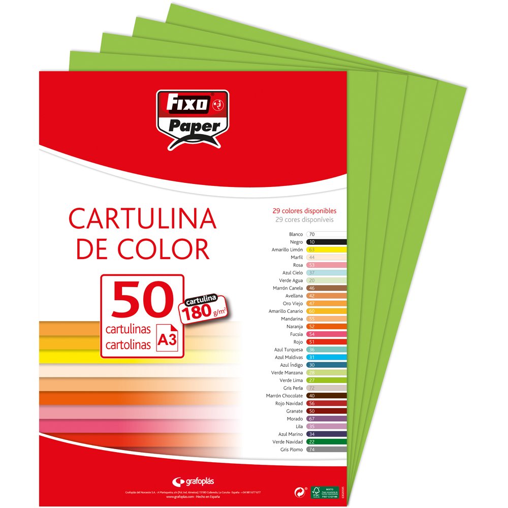 Fixo 11120327 – Pack of 50 Card, A3, Lime Green