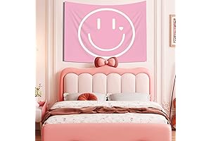 Preppy Tapestry: Pink Smiley Face Tapestry for a Preppy Aesthetic Room