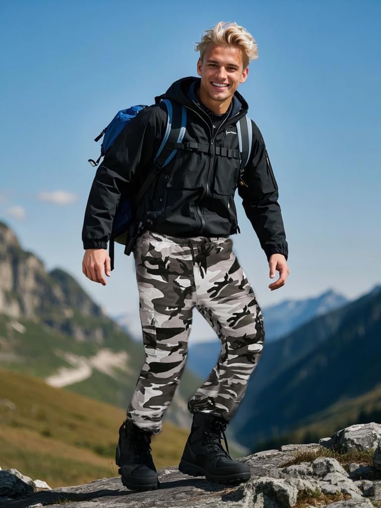 GRAJTCIN Casual Camo Joggers Sweatpants for Men Lightweight Hiking Outdoor Sweatpants Streetwear Pants for Men - Image 3