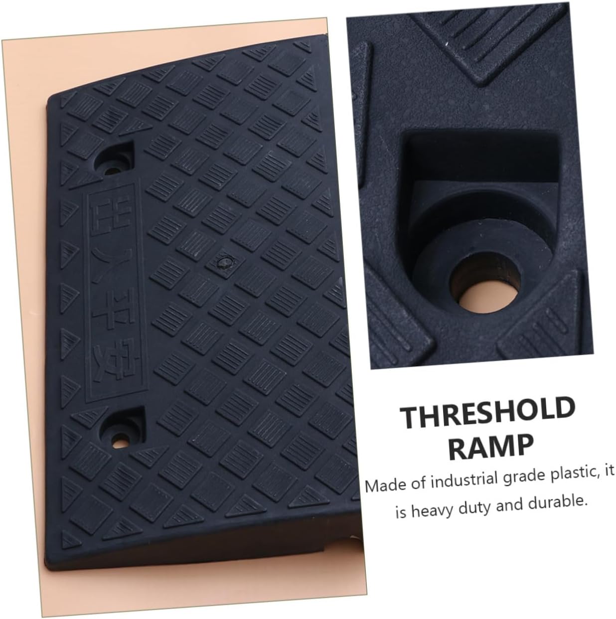 Vehicle Curb Ramp Plastic 50x27x9cm Black Threshold Ramp for Cars Motorcycles Driveway Loading Slope Compatible with Wheelchairs and Bikes