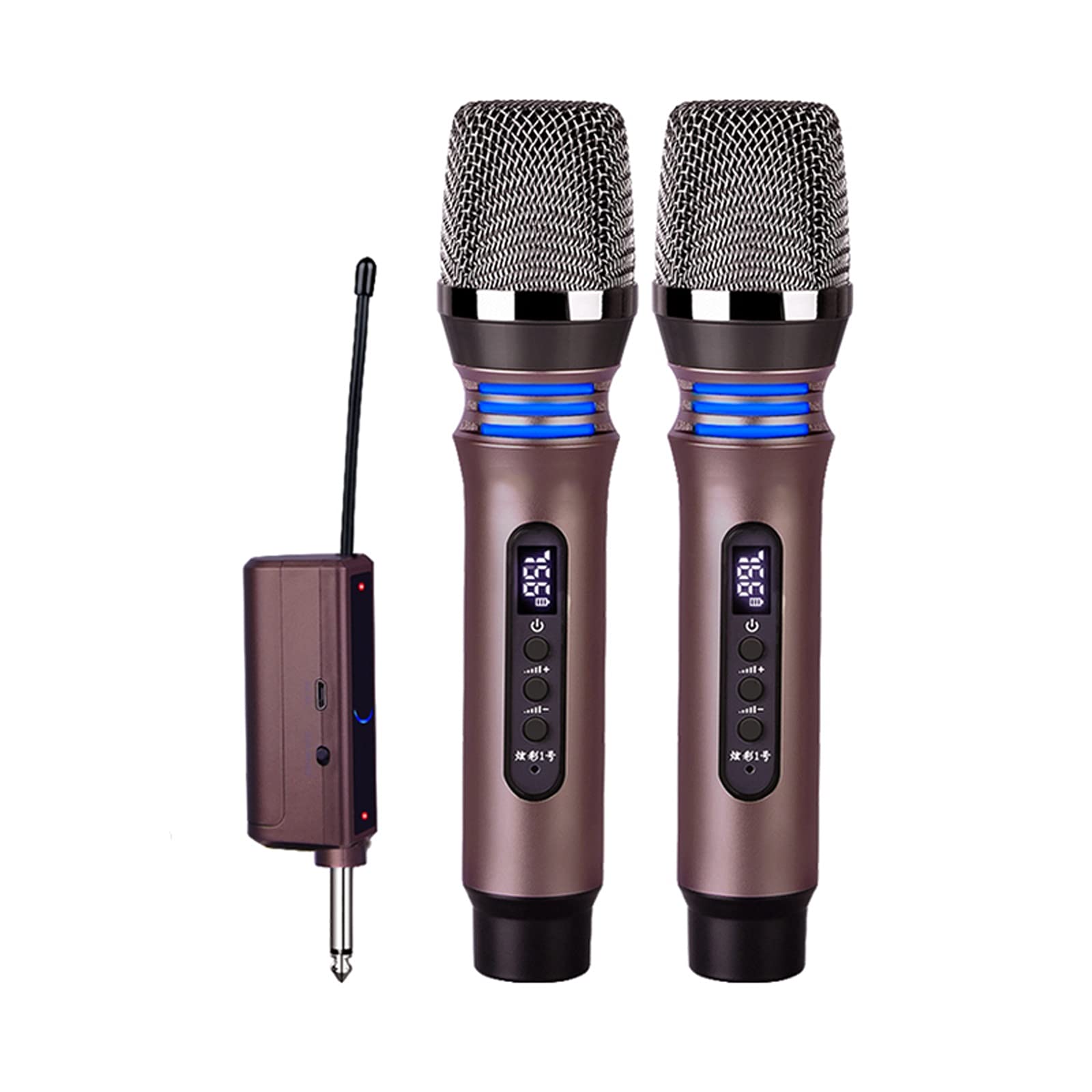 mikrofon do śpiewania profesjonalny metalowy mikrofon bezprzewodowy podwójny kardioidowy dynamiczny ręczny mikrofon ładowany uniwersalny mikrofon karaoke śpiewający z odbiornikiem dla dzieci głośnik bluetooth