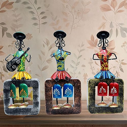 Musician Dolls Wall Hanging Metal Showpieces Handmade Iron Home Decor Tabletop Statues for Living Room, Decorative Items for Home Wall, Festive Gifting, Housewarming Present — photo — 5 of 9