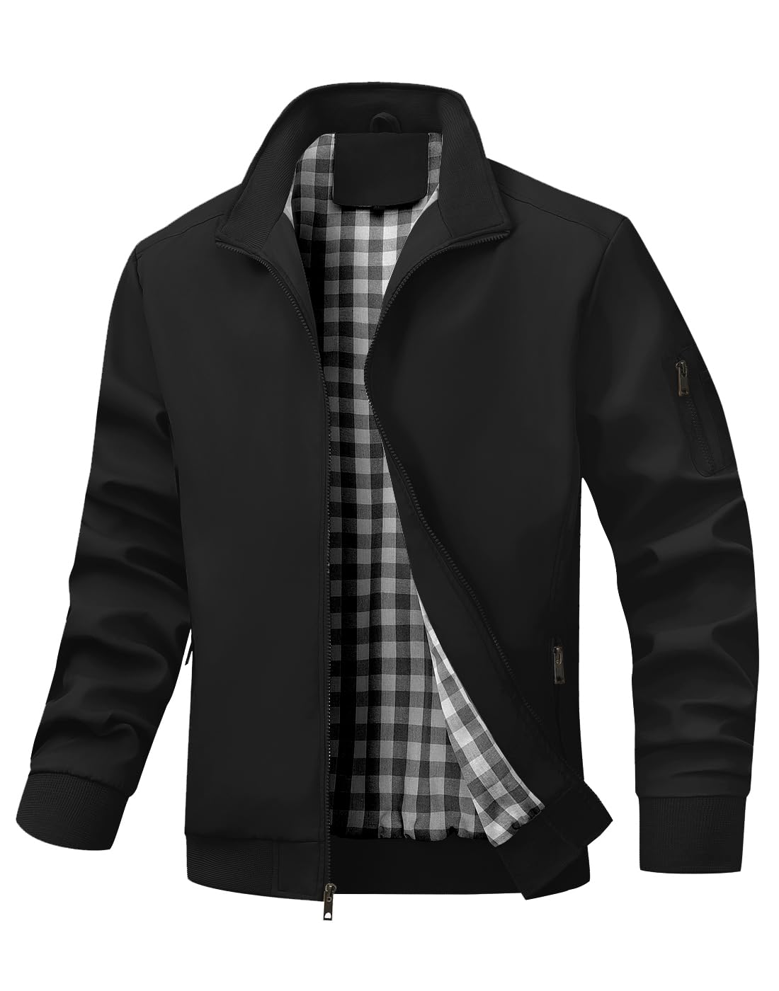 Men's Bomber Jacket Lightweight Windbreaker Jackets Zip Up Coat