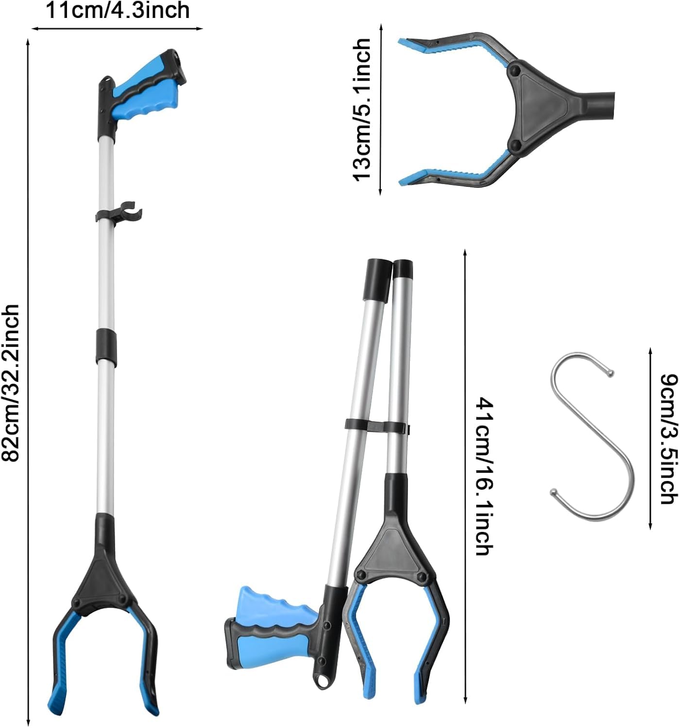 Szczypce zaciskowe, narzędzia do podnoszenia z magnetyczną końcówką dla osób starszych, składane urządzenie zapobiegawcze, 82 cm, do przechowywania przedmiotów wewnątrz i na zewnątrz