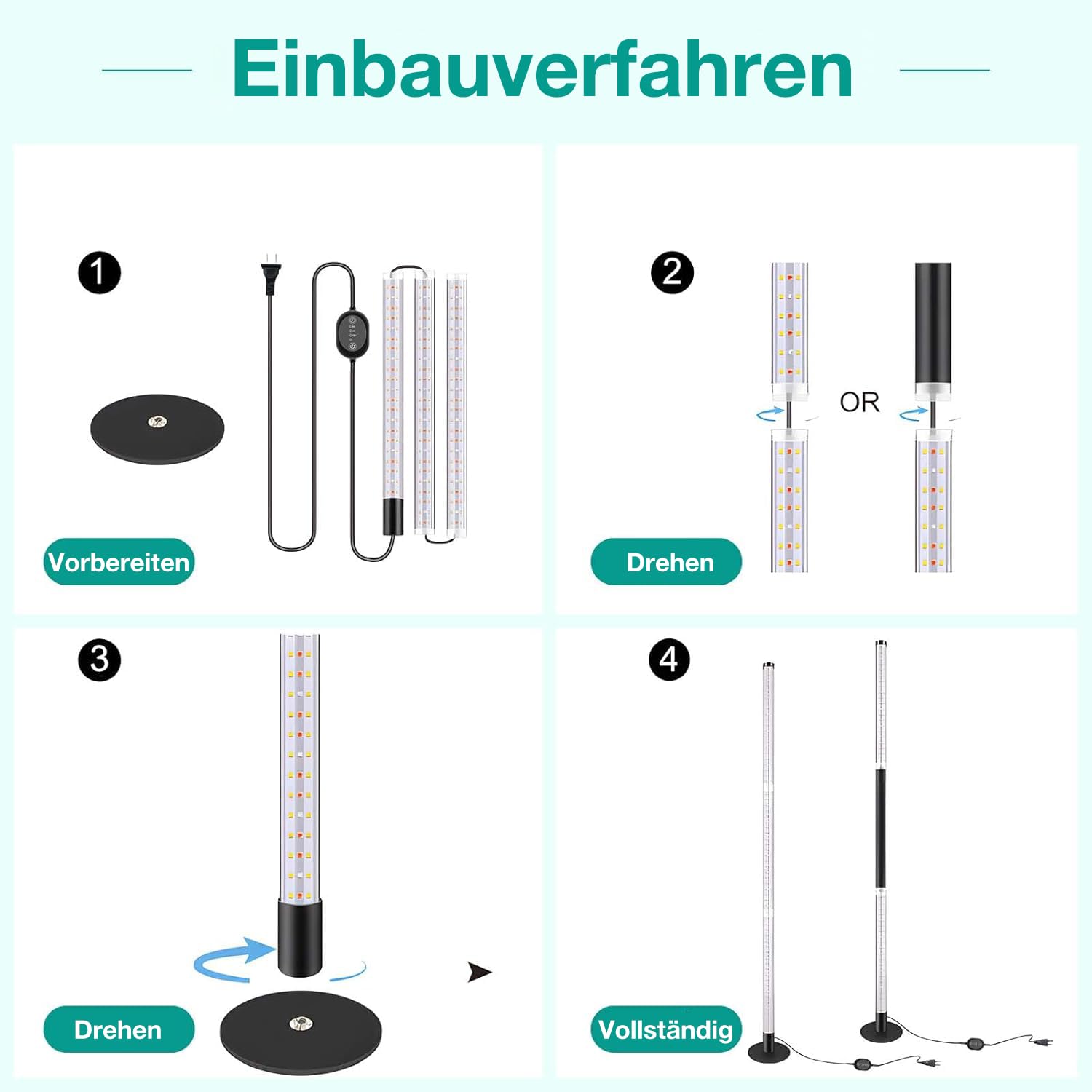 122 cm Pflanzenlampe LED Vollspektrum, 216 LEDs Grow Lampe mit Zeitschaltuhr 4/6/12 Std für Große Zimmerpflanzen, 3 Modi & 5 Dimmstufen Standleuchte mit Metallfuß, Pflanzenlicht für Indoor Anzucht