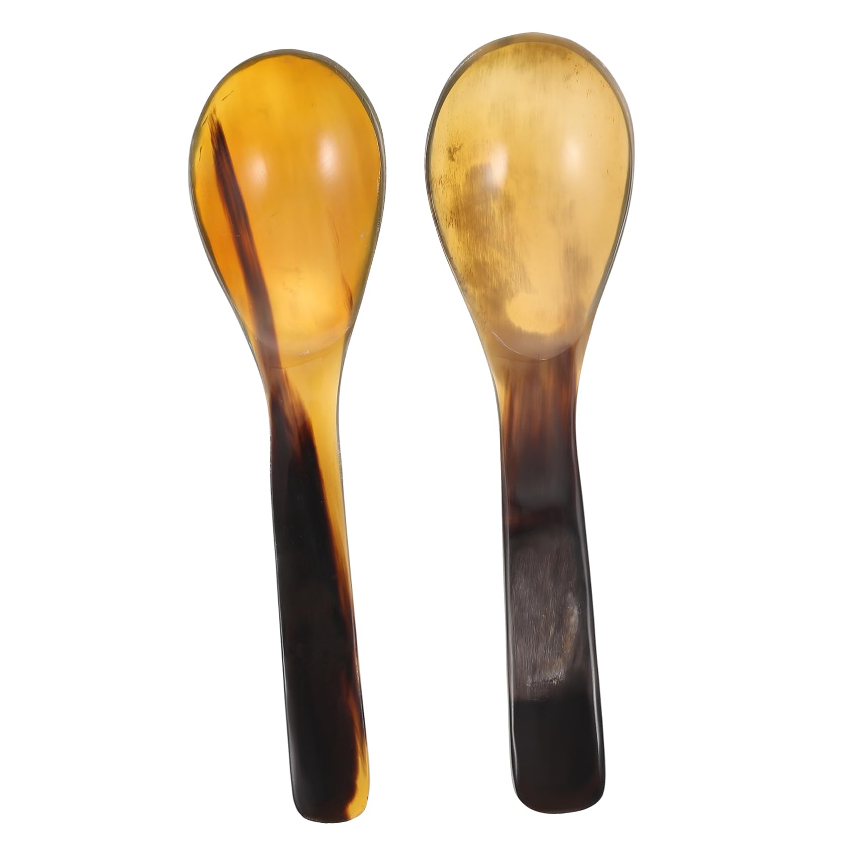 Garneck 2pcs Ox Horn Spoons Ergonomic Kitchen Tableware for Home Restaurant and Buffet Unique Design Rice Spoons Beautiful Practical Serving Utensils