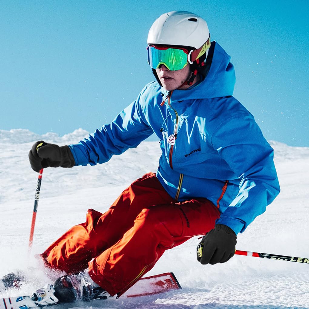 Zimowe ciepłe pełne rękawiczki wodoodporne czarny ekran dotykowy termiczny odporny na rozdarcie polar ogrzewacz do rąk rękawice sportowe bieganie S
