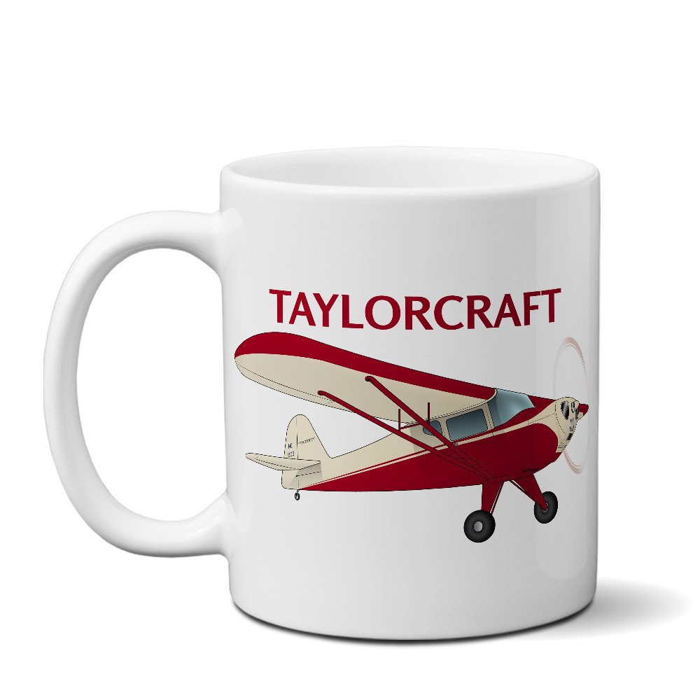 Taylorcraft F-21B (Cream/Red) Custom Airplane Ceramic Mug - Personalized with N#