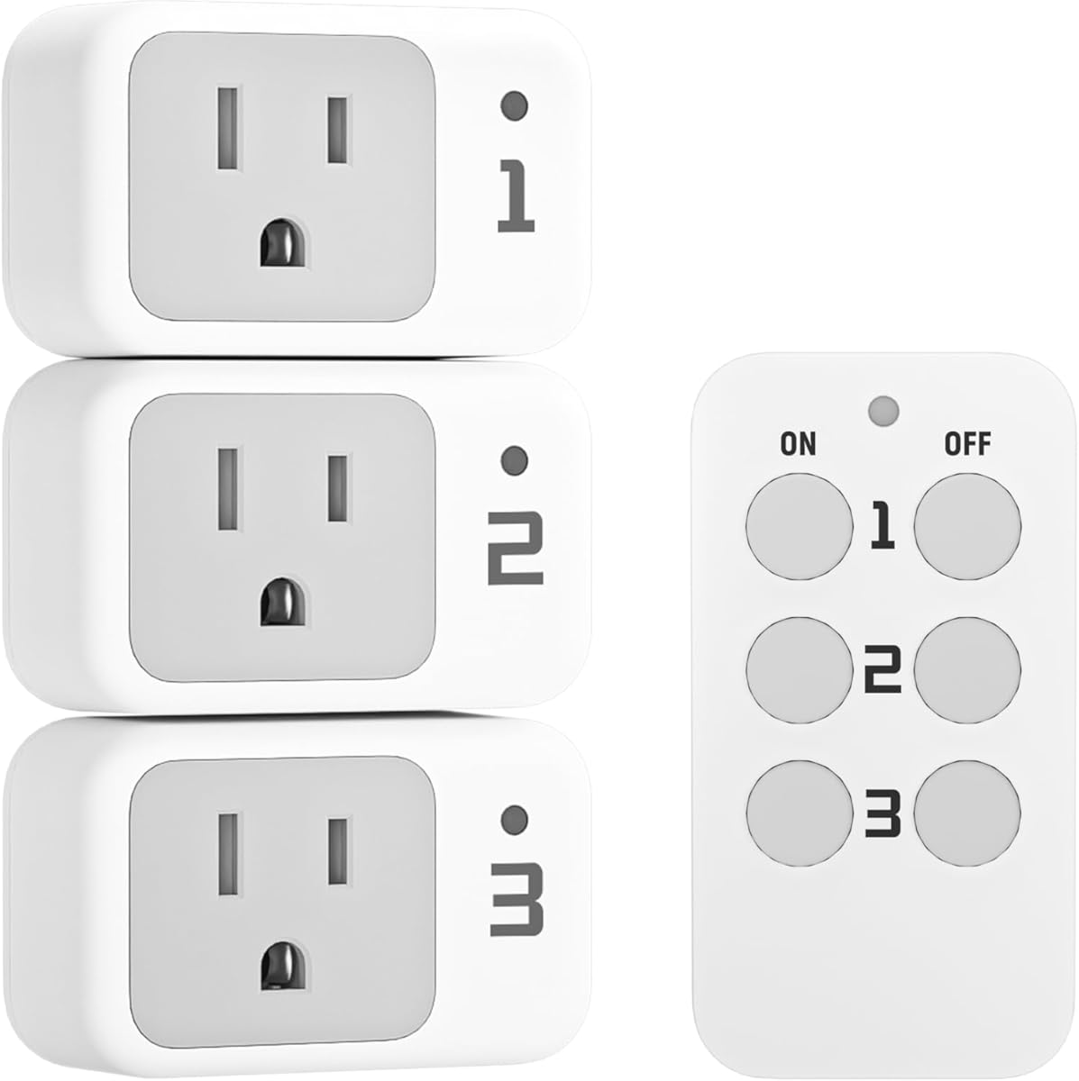 Remote Control Outlet, TESSAN Electrical Light Switch, Plug in Wall Plug with ON/Off Switch for Indoor String Lights, Lamps, Home Small Appliances, 100ft Range (1 Remote + 3 Outlets)