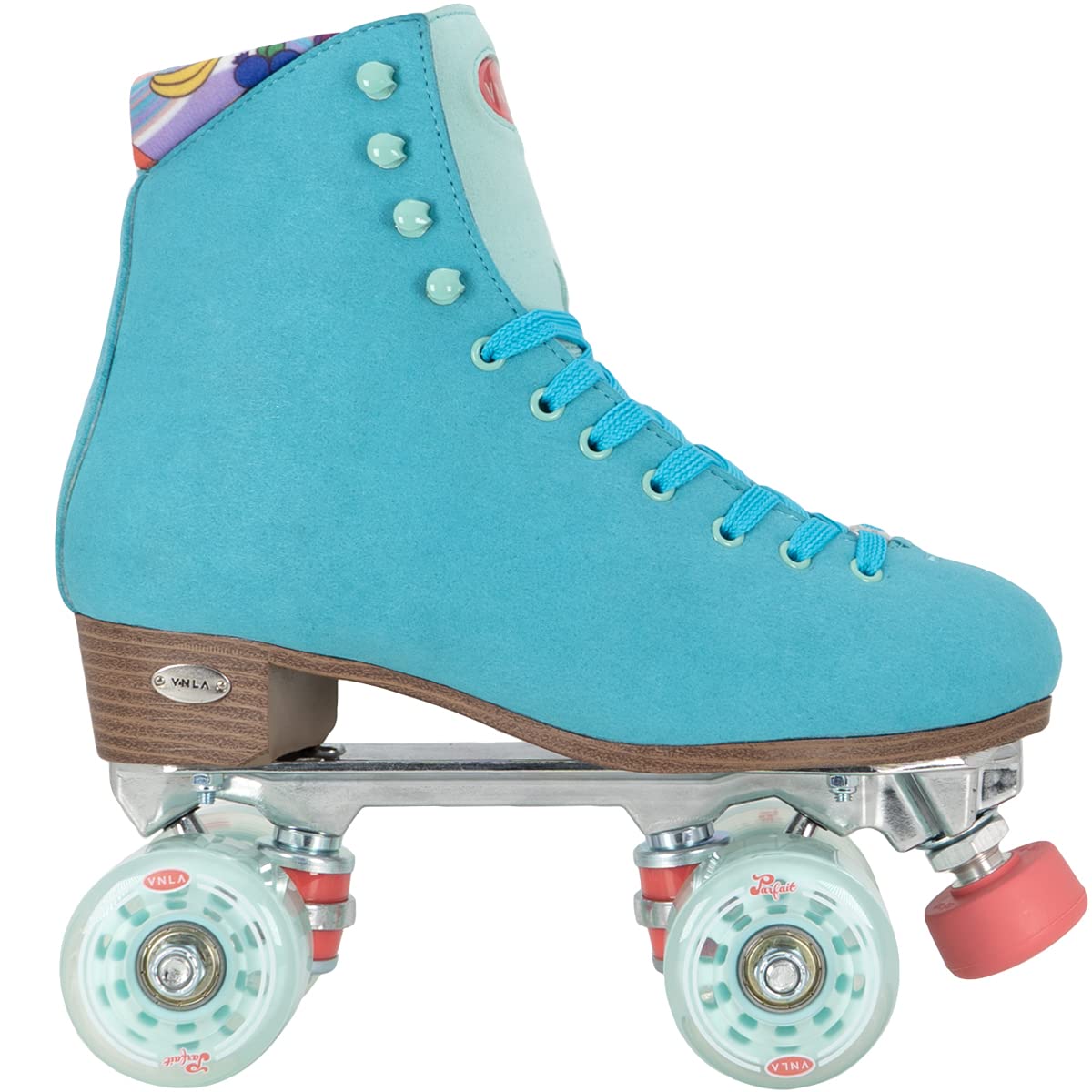 VNLA Parfait Women’s Roller Skates | Trendy, Comfortable & Perfect for Wide Feet | High-Top Quad Skates - Aqua - Ladies 11