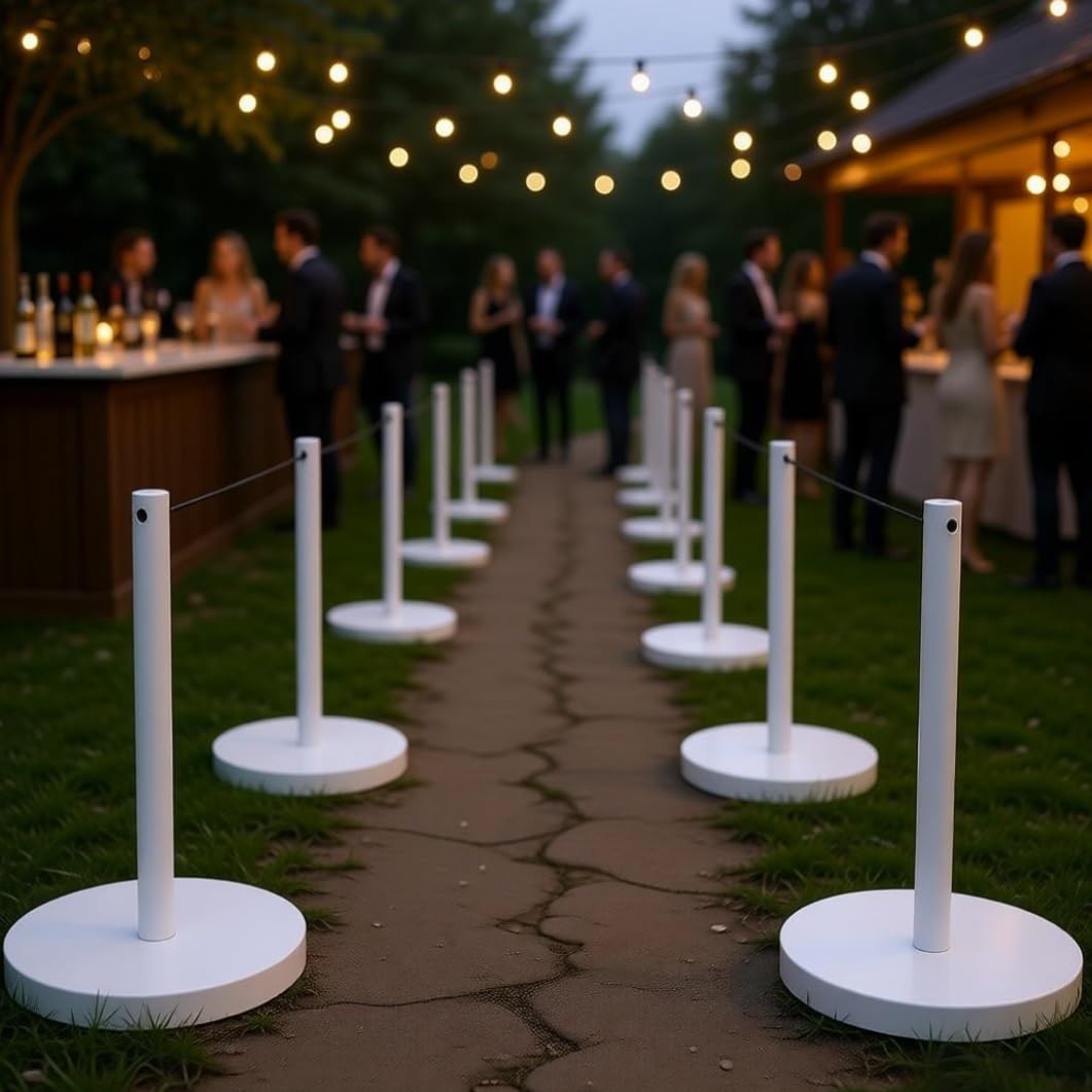 YVYKFZD Short Stanchions Post, Crowd Control Barriers Set, 17.7" Crowd Control Stanchions with 16.4 ft Elastic Cord, Safety Barrier Post for Museums, Art Exhibitions(White,1 Pcs)