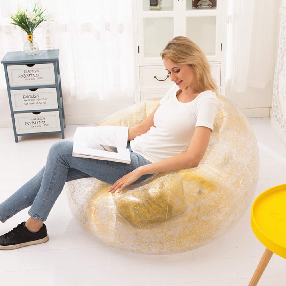 YB-DD Inflatable Sofa - Inflatable Armchair, Inflatable Sofa, Bedroom Pouf Living Room, Pouf Pear, Bedroom Decoration, Armchair Bedroom, Giant Pouf, (Electric Pump),Gold