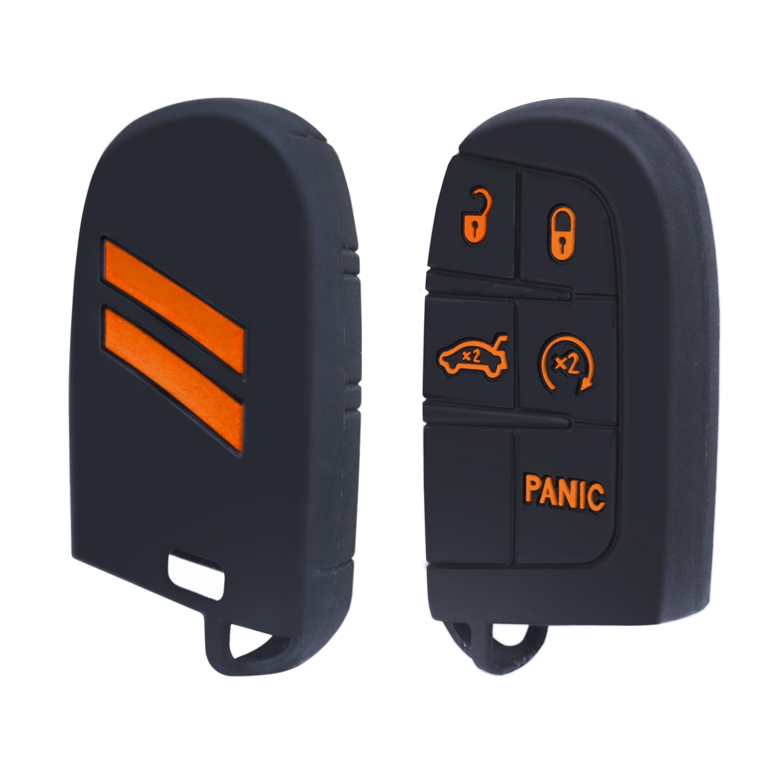 YOSRTER 1 Pack Silicone Key Fob Cover Protector Fit for Dodge Challenger Charger Durango Journey Dart 5 Buttons Key Shell for Dodge Accessories(Orange