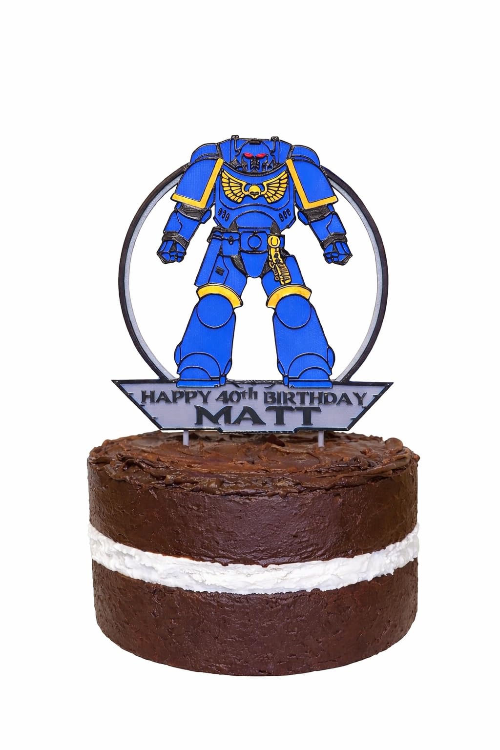 Marine Cake Topper, 18cm Tall, Personalise with Name and Age, Biodegradable PLA