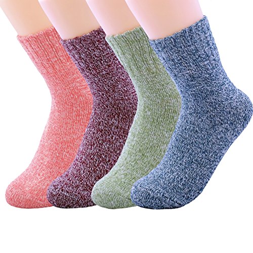 Image of JOYCA & CO. 3-5 Pairs Womens Multicolor Fashion Warm Wool Cotton Thick Winter Crew Socks