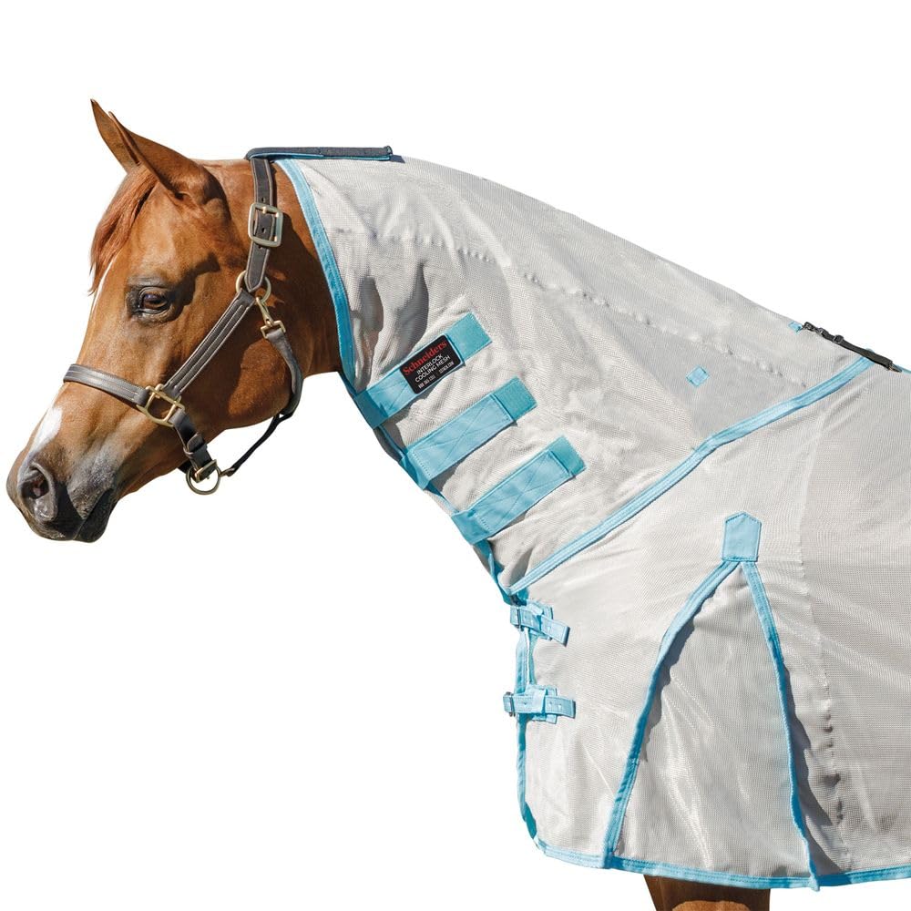 Schneiders Cooling Soft Interlock Mesh II Fly Neck Cover for Horses | Best Cooling Fabric | 80% UV Protection | Innovative SilverTek Technology | Color Silver | Size Large