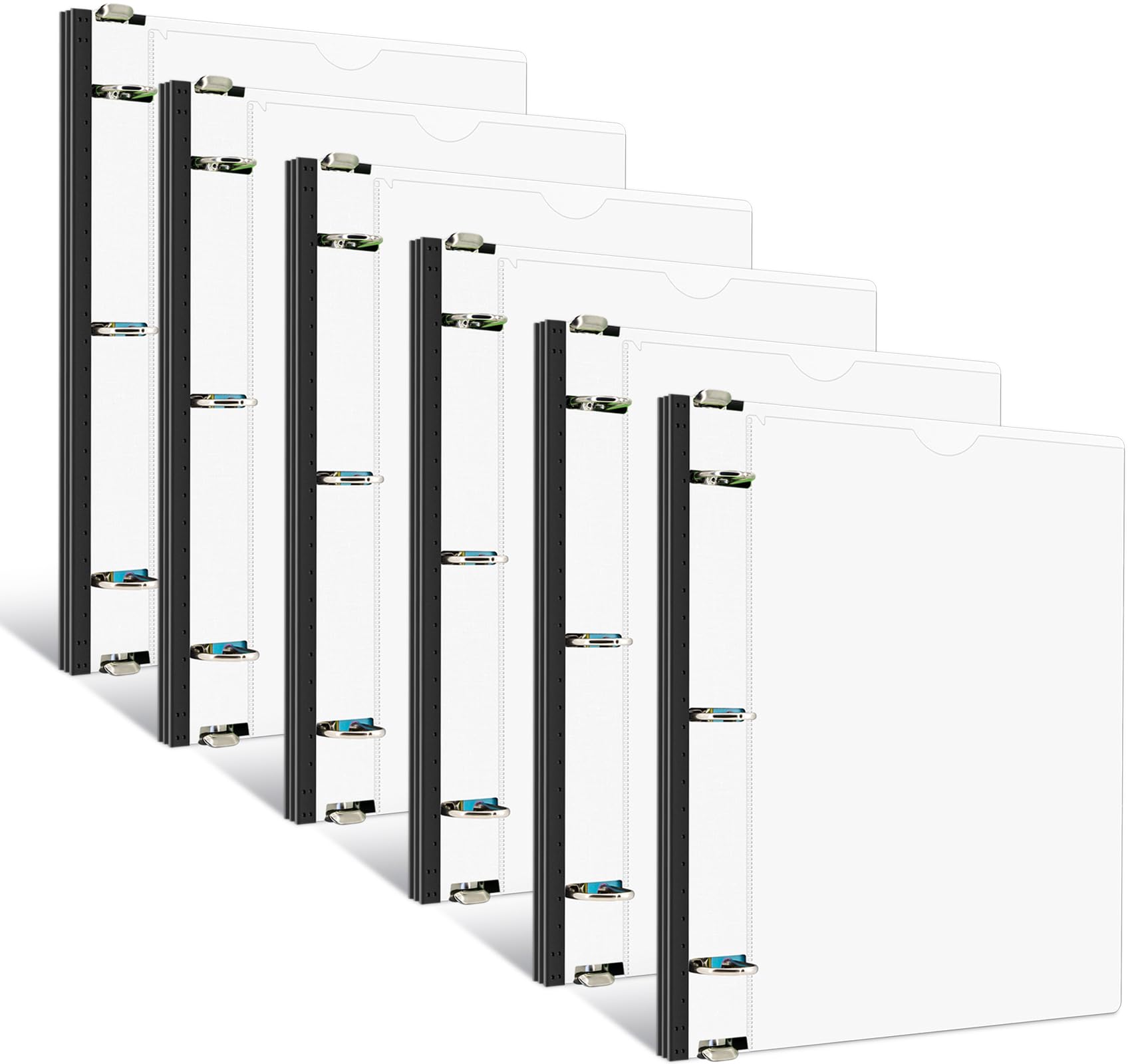 INFUN Raccoglitore telescopico a 3 anelli da 2,5 cm, 6 pezzi, raccoglitore rotondo flessibile con copertina frontale personalizzabile e tasca trasparente per catalogo, anelli da 2,5 cm, capacità 225