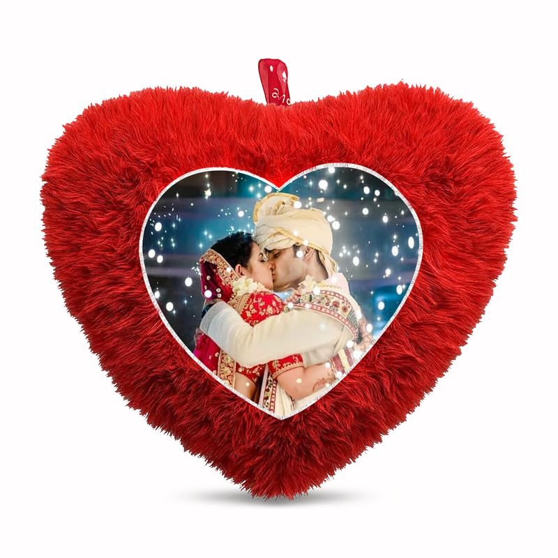 Fur Personalized Gift Photo Cushion for Boyfriend Girlfriend Husband Wife on Occasions Valentine's Day Birthday Anniversary Special Love Gift Heart 15x17 inch, Red (PC40)-image-37