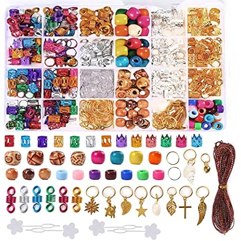 Leeven 417PCS Dreadlock Accessories Hair Braid Accessories with Braid Rings Hair Hoops Hair Clips Dreadlock Beads Colorful Cord Hair Rings Cover
