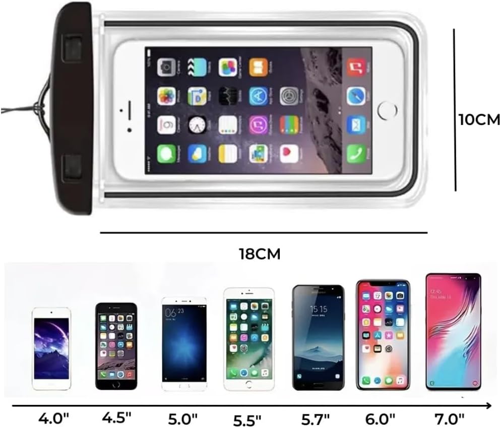 Kit 2 Capas à Prova d’Água para Celular Universal até 6.5” com Alça - Impermeável, Protege Seu Celular em Praia, Piscina, Chuva, Shows e Viagens