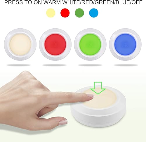 Miniatura 2 de HONWELL Luz de grifo inalámbrica táctil para gabinete, luces multicolor para mostrador, regulables, alimentadas por batería, luces de disco RGB para