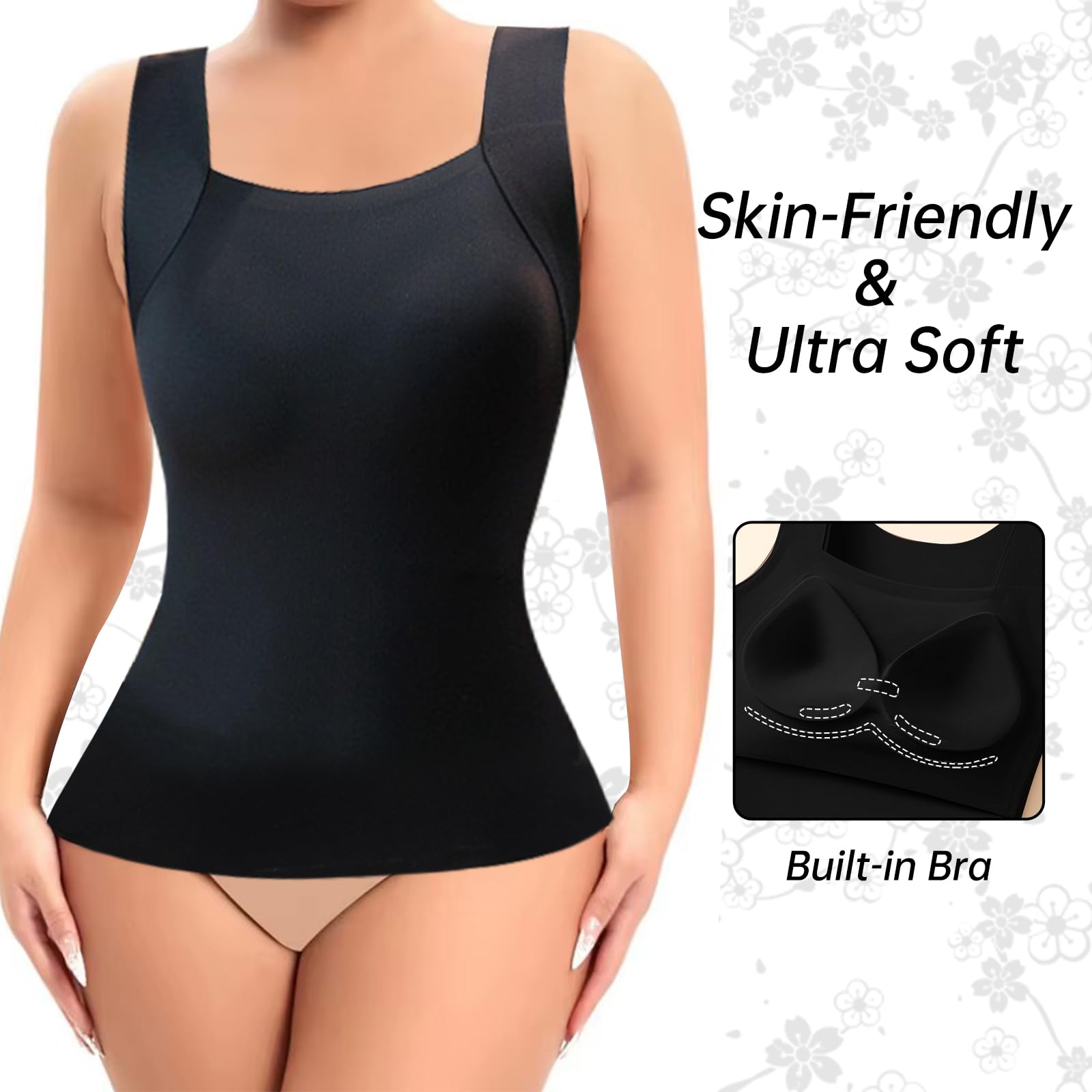 Women's Shapewear Compression Tops Women Tank Top Vest Top with Built in Bra Slimming Shapewear for Women Tummy Control