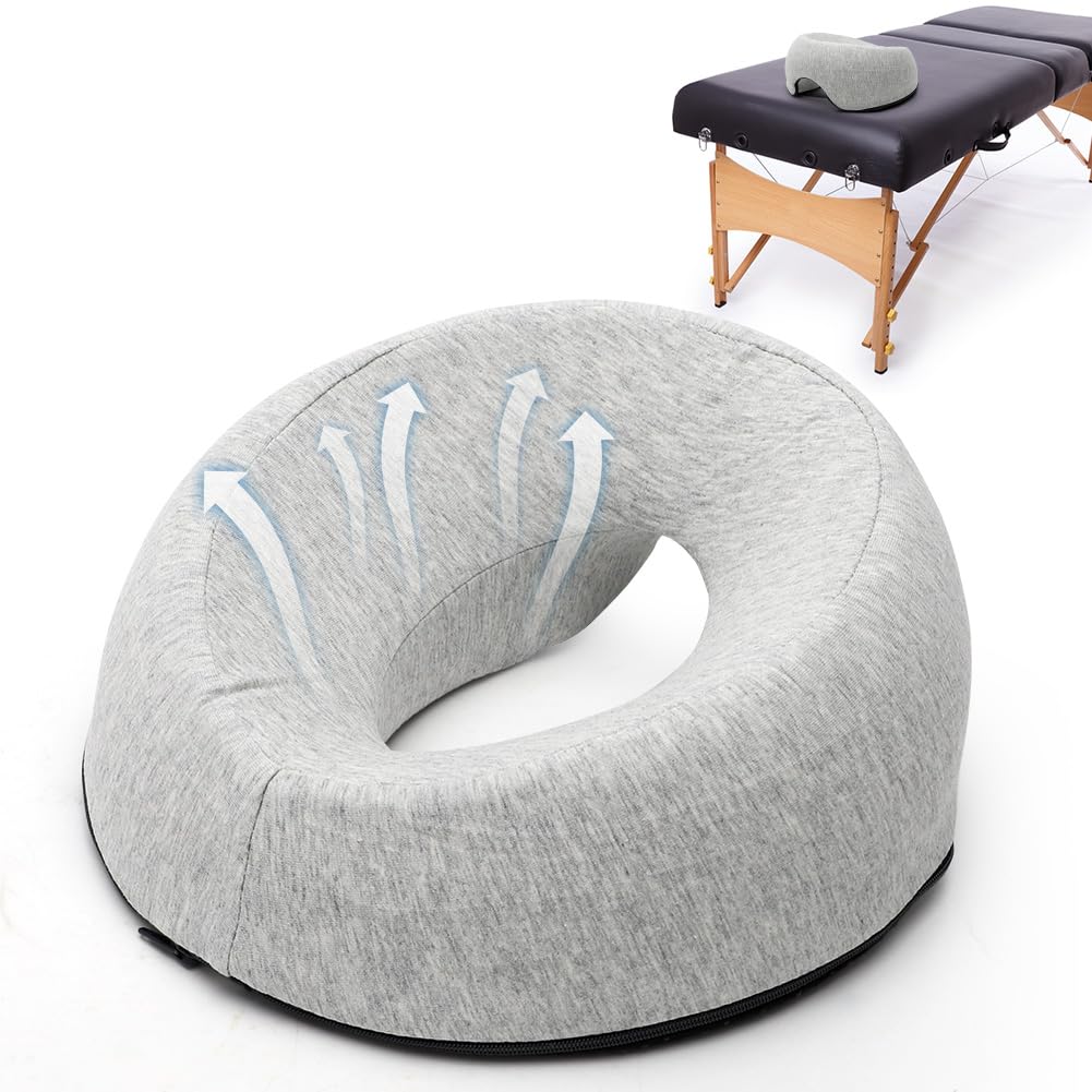 Yuragim Massage Kopfstütze für Bett, Massagekissen Kopf Loch, Memory-Schaum Massage-Gesichtswiegenkissen,U-förmiges Gesichtskissen für Massageliege,für Spa Salon Massagebett,Kopfstütze Polster Zubehör