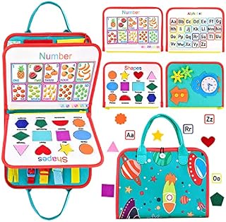 Busy Board Montessori Toys for ToddlerQuiet Book,Sensory Board for Learning Fine Motor Skills, Preschool Educational Toys for 1-6 Year Old Boys Girls Travel (Green)