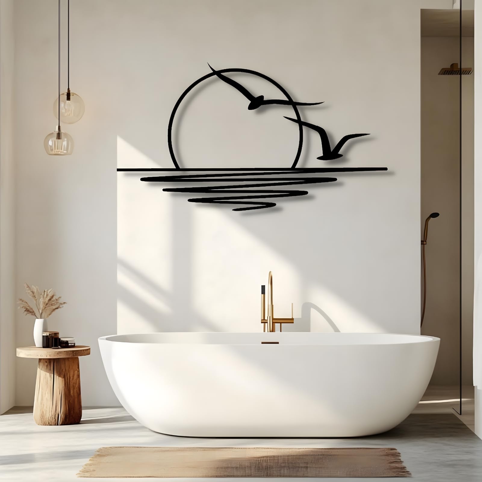 Sunrise Wall Art, Sun Metal Wall Decor, Seagulls Wall Decor, Metal Wall Art, Wall Hangers, Home Decor, Bird Art, Patio Decor, Housewarming Gift,