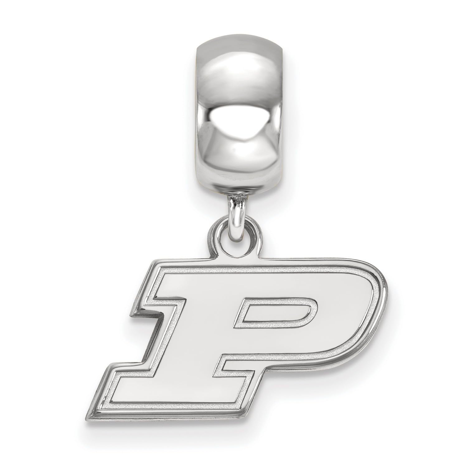 Jewelry Stores Network Purdue University Boilermakers Motion P Logo Dangle Bead Charm in Sterling Silver 11 mm x 17 mm