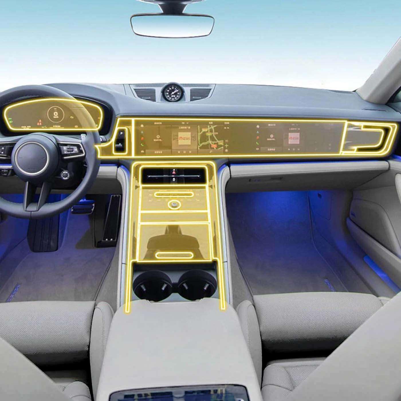 Car Interior Center Console Dashboard Navigation TPU Protector Film, for Panamera 2024 2025 Car Accessories