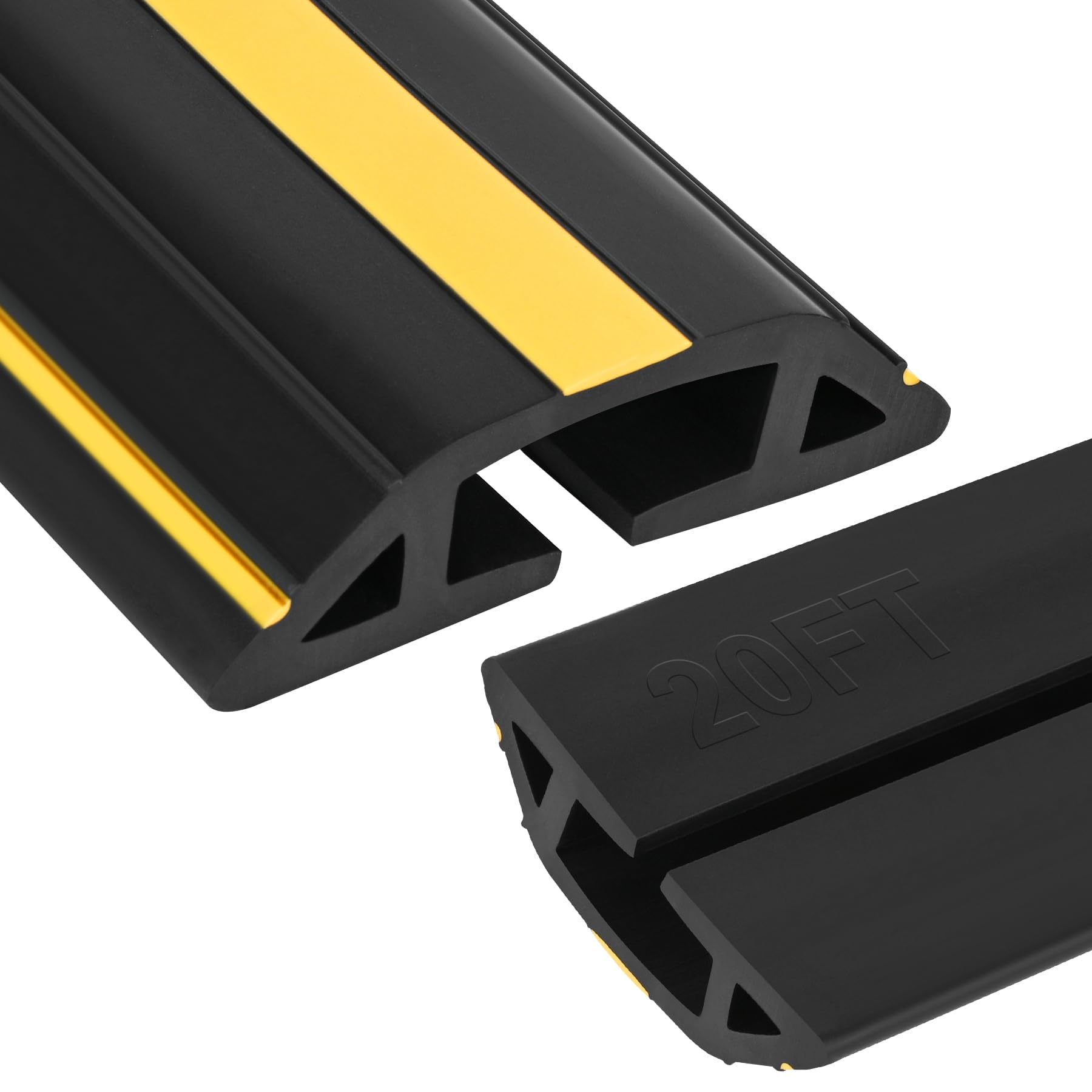 Papillon Protector de cable resistente, cubierta de cable de suelo de PVC, diseño fácil de desenrollar, evita riesgos de tropiezos para el hogar, la oficina y el uso al aire libre (negro, 10 pies x 2