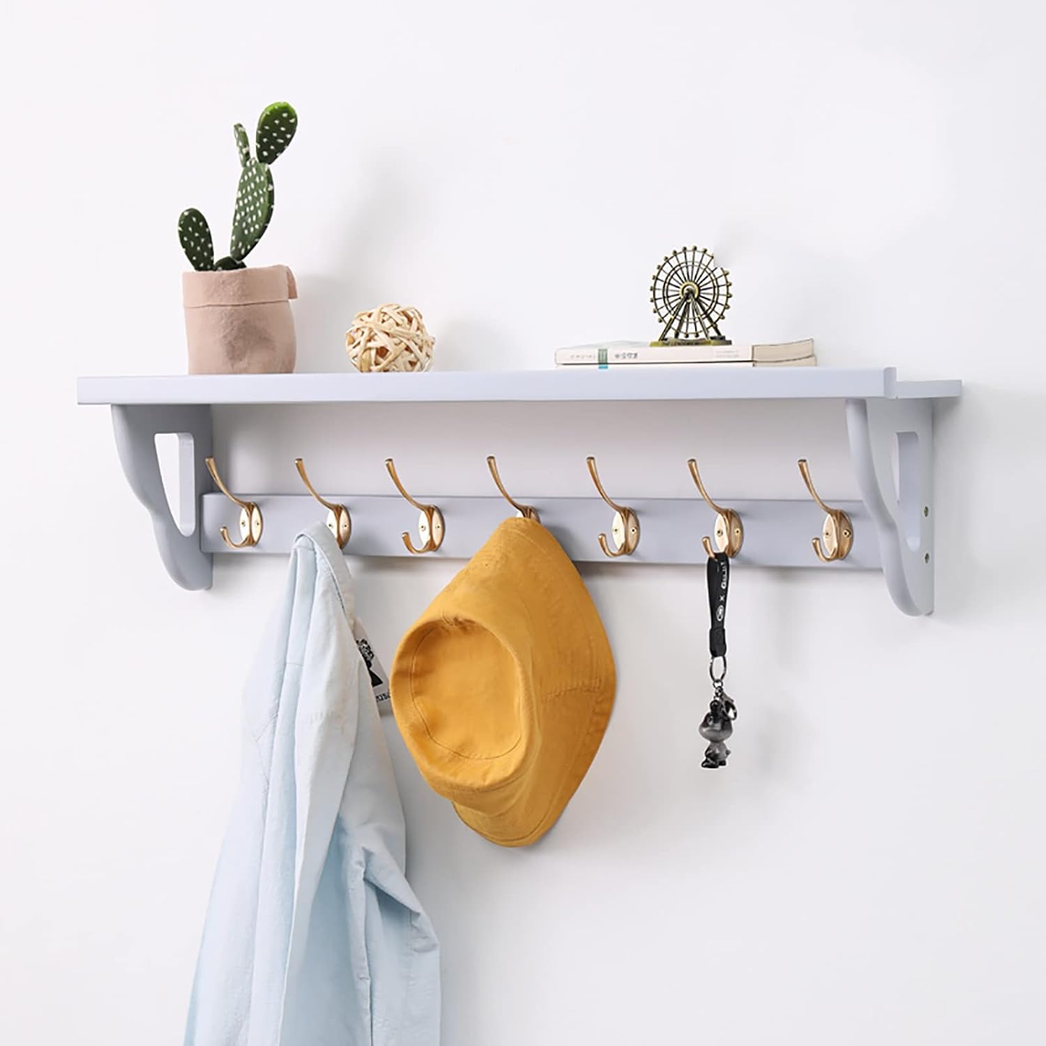 Coat Rack/Nordic Rubber Wood Hardware Hook Rack Hanger/Wall-Mounted Bedroom Coat Hook (Color : A Size : 56cm) (A 89cm)