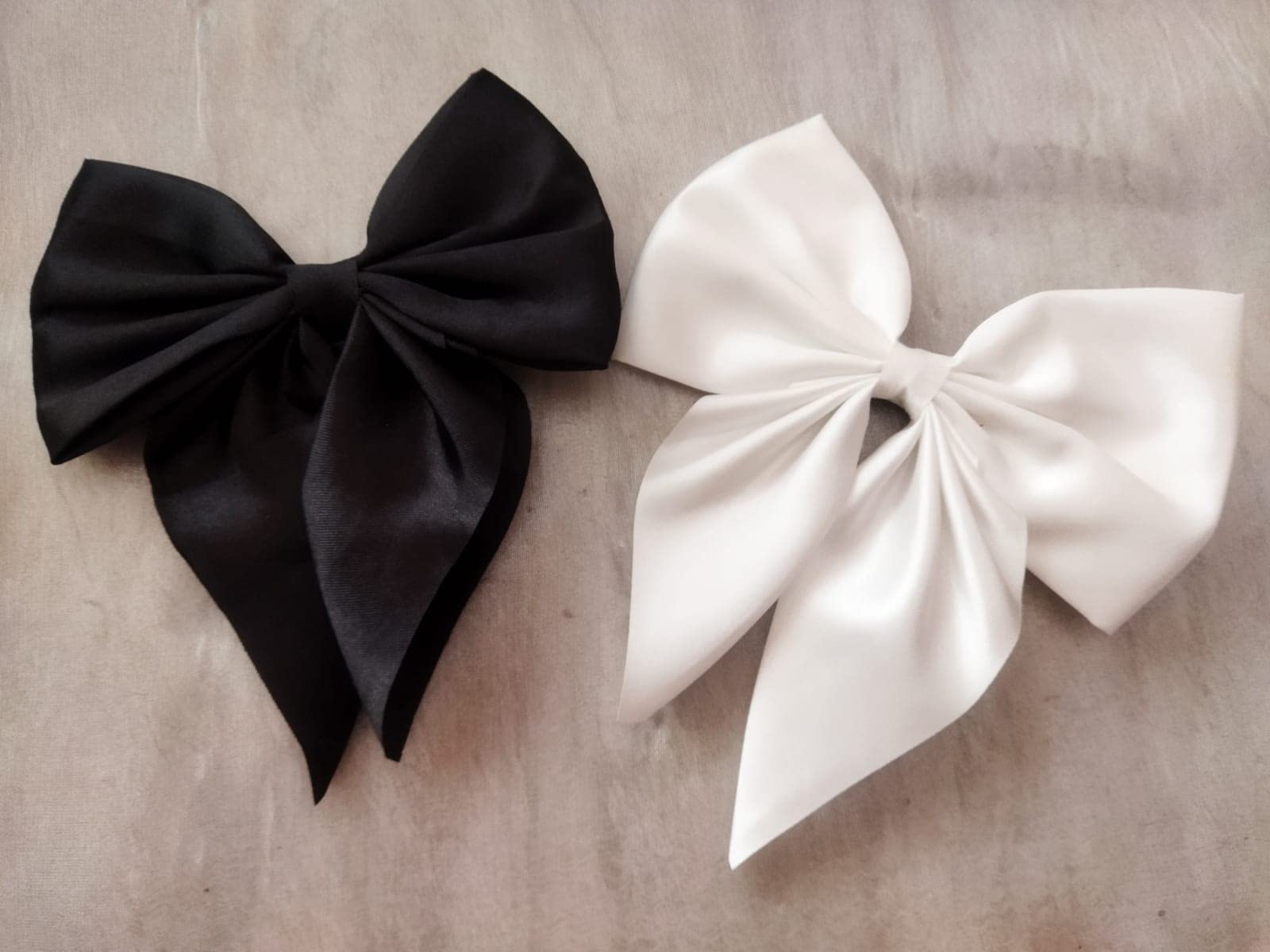 Silky Hair Barrettes Bow black and white Clip Pack of 2