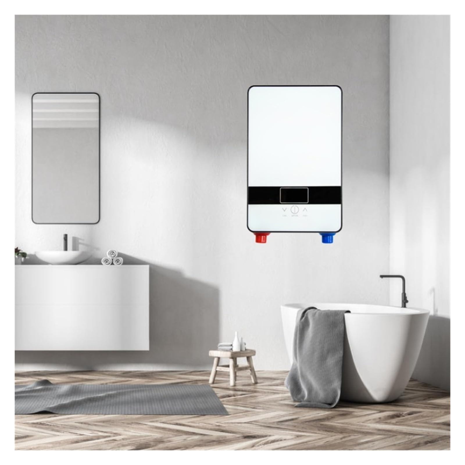 Scaldabagno Istantaneo Senza Serbatoio 6500w Termostato Riscaldatore A Induzione Smart Touch Riscaldatori Elettrici Doccia Automatica riscaldare rapidamente(BW)