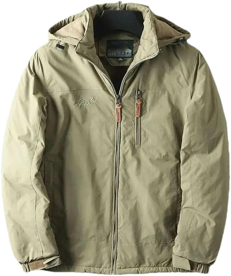 Spring And Autumn Fleece Lined Warm Hooded Jacket Men's Coat Jacket Outdoor Hiking And Travel Hooded breaker