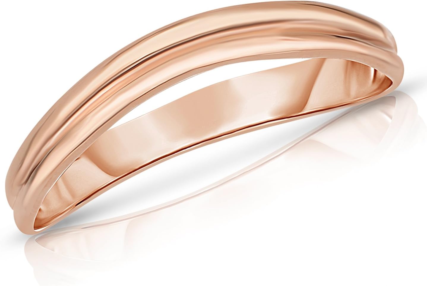 Floreo 10k Gelb-, Weiß- oder Rotgold 3mm Komfort gebogener Doppelwellenring - Bild 7 von 9