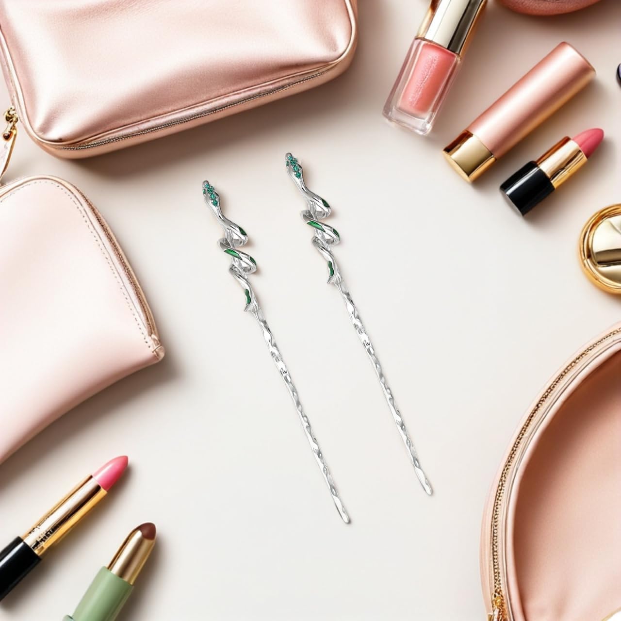 LALAFINA 2pcs Snake Hair Sticks Chinese Hair Chopsticks Snake Hairpin Vintage Punk Hairpin Headwear for Women & Girls