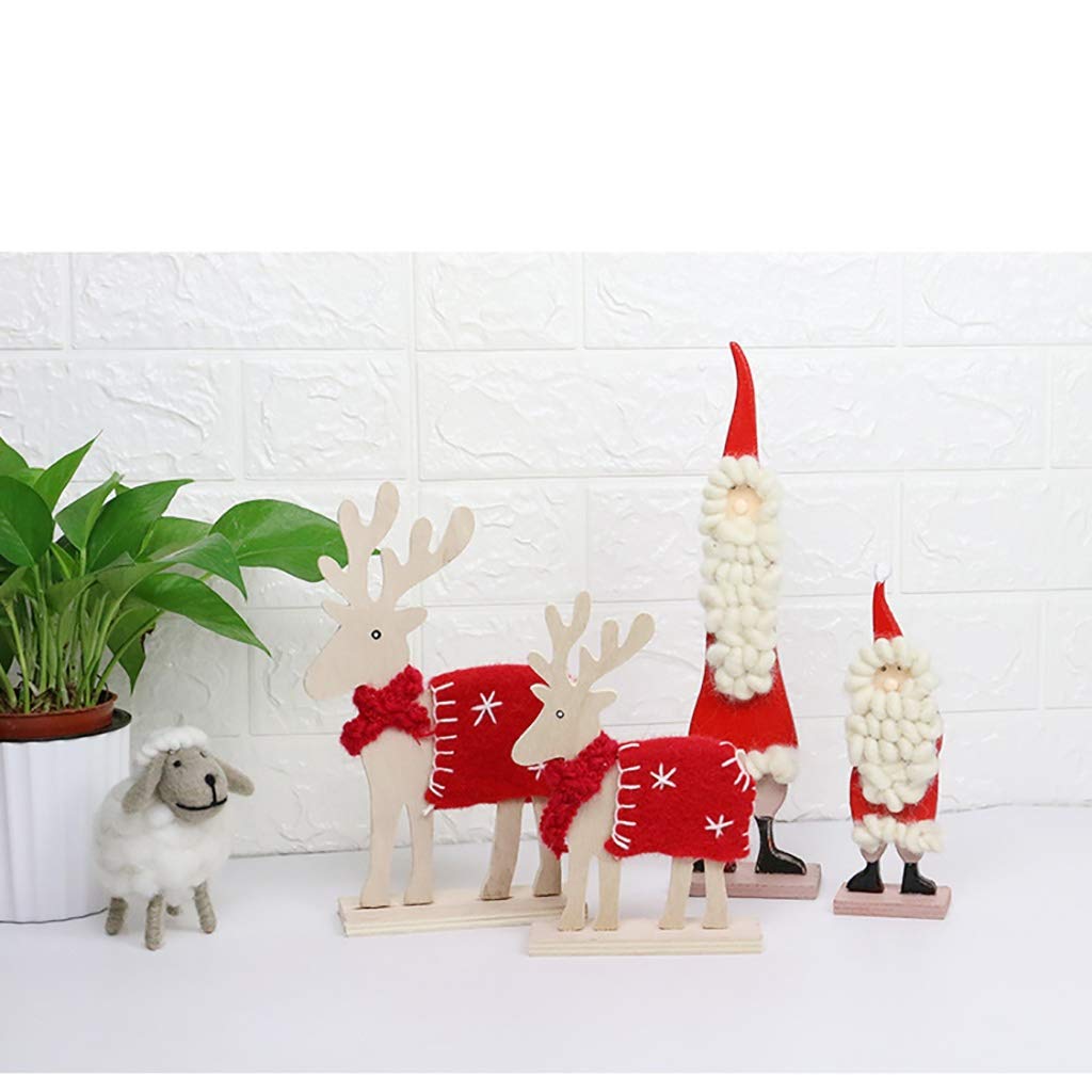 ADITAM Decorazione per Il Giorno di Natale Decorazione per Desktop in Feltro di Legno Decorazione per alci di Babbo Natale Double The Comfort