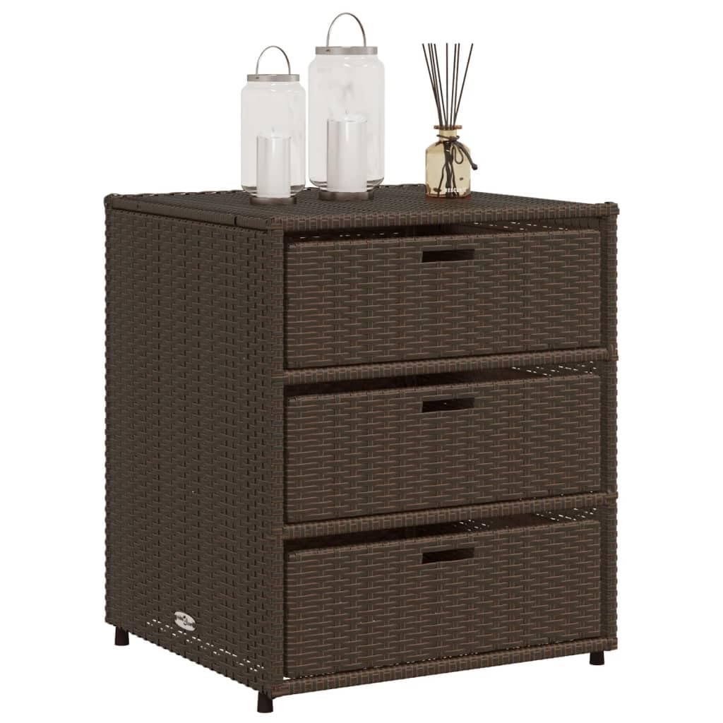 Gartenschrank Braun 55x59x69 cm Poly Rattan, Geräteschuppen, Gerätehaus, Wetterfest, Outdoor Schrank, Gartenhausschränke, Terrassenschrank - 365556