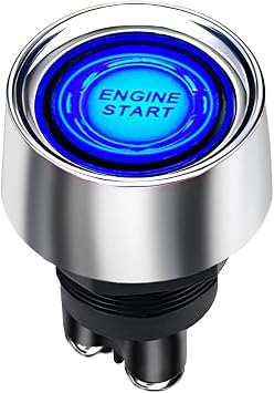 Start Switch 12v DC 50A Blue Car Start Engine Button Stater,Jtron Push Button Light Switch Push Start Ignition Switch for Racing SPSTON-Off Momentary Blue