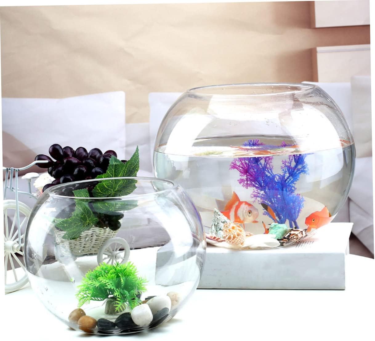 2pcs Round Glass Moss Terrarium Container for Hydroponic Plants Creative Decor for Room Office and Garden Micro Landscape Bottle for Succulents and Flowers