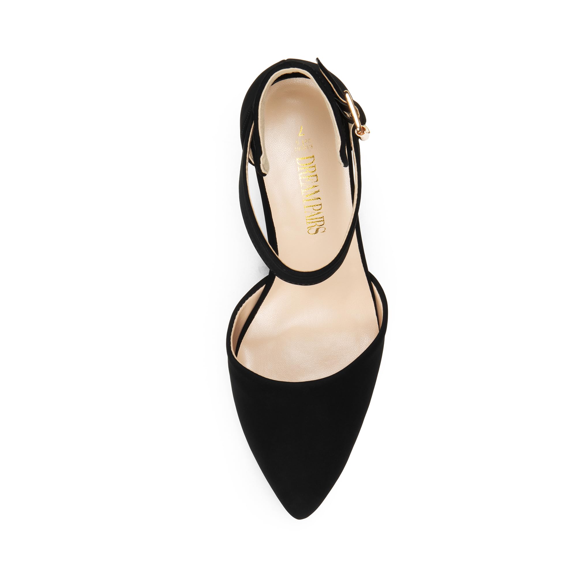 DREAM PAIRS Zapatos de tacón alto grueso para mujer, con puntera cerrada, puntera puntiaguda, correa al tobillo, para bodas y fiestas