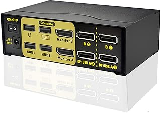 2x2 Dual DisplayPort KVM Switch Dual Monitor DisplayPort-DP Kvm Switch for 2 Computers and 2 Monitors with 4K@60Hz,2 in 2 Out Dual Display Kvm for Video Screen Keyboard Mouse Computer Switching