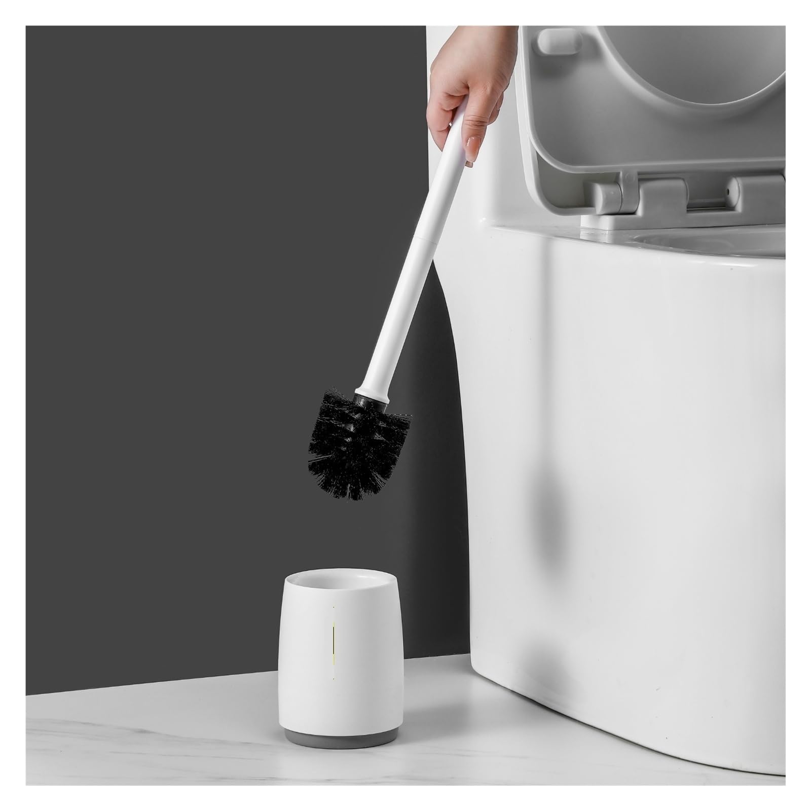 1 escobilla de baño Grande for Suelo, Limpieza Huecos con Mango extendido, cerdas Suaves, Adecuada for(Black)