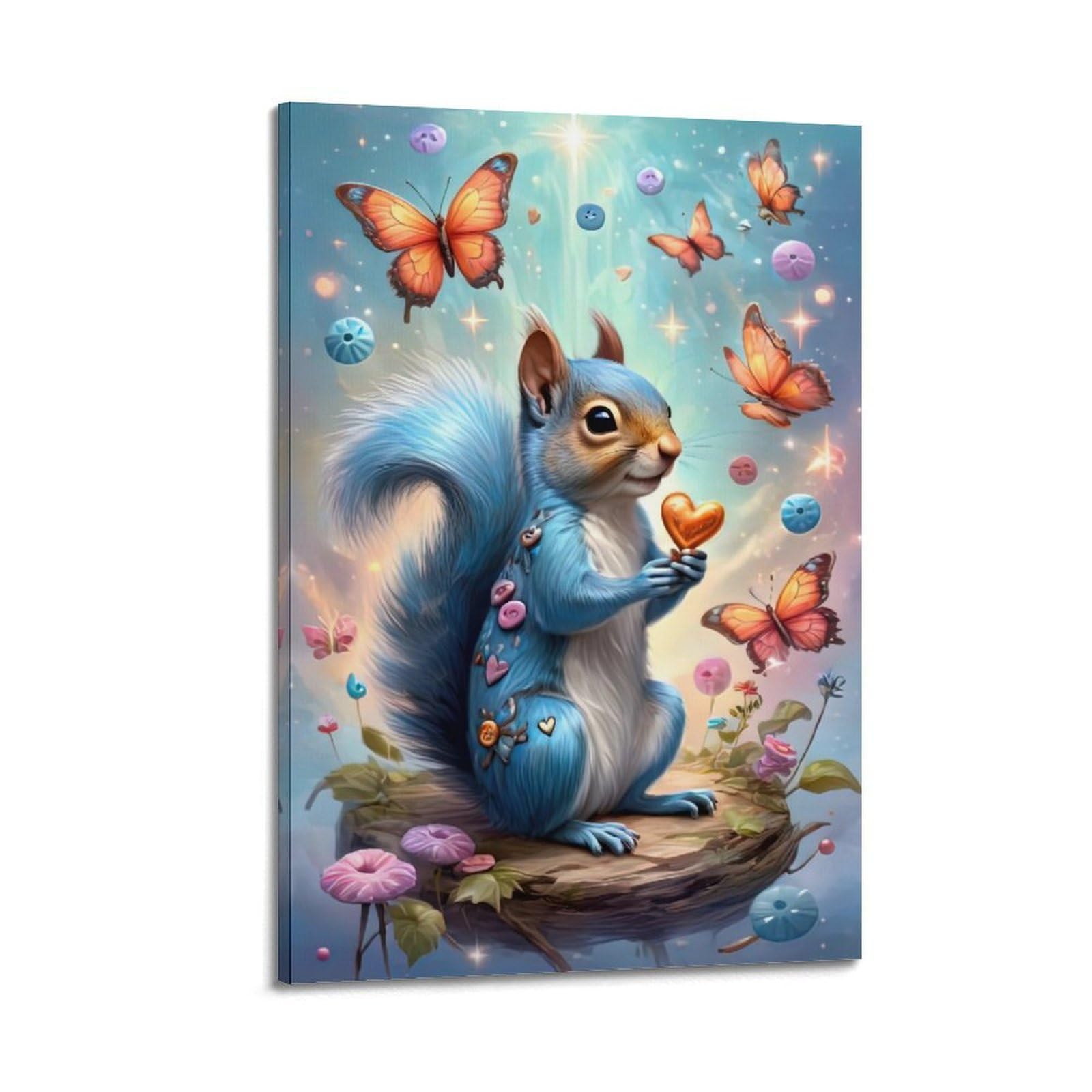 CXHJCA Animal Poster Little Blue Squirrel Poster Decorative Painting Canvas Wall Posters And Art Picture Print Modern Family Bedroom Decor Posters 20x30inch(50x75cm)