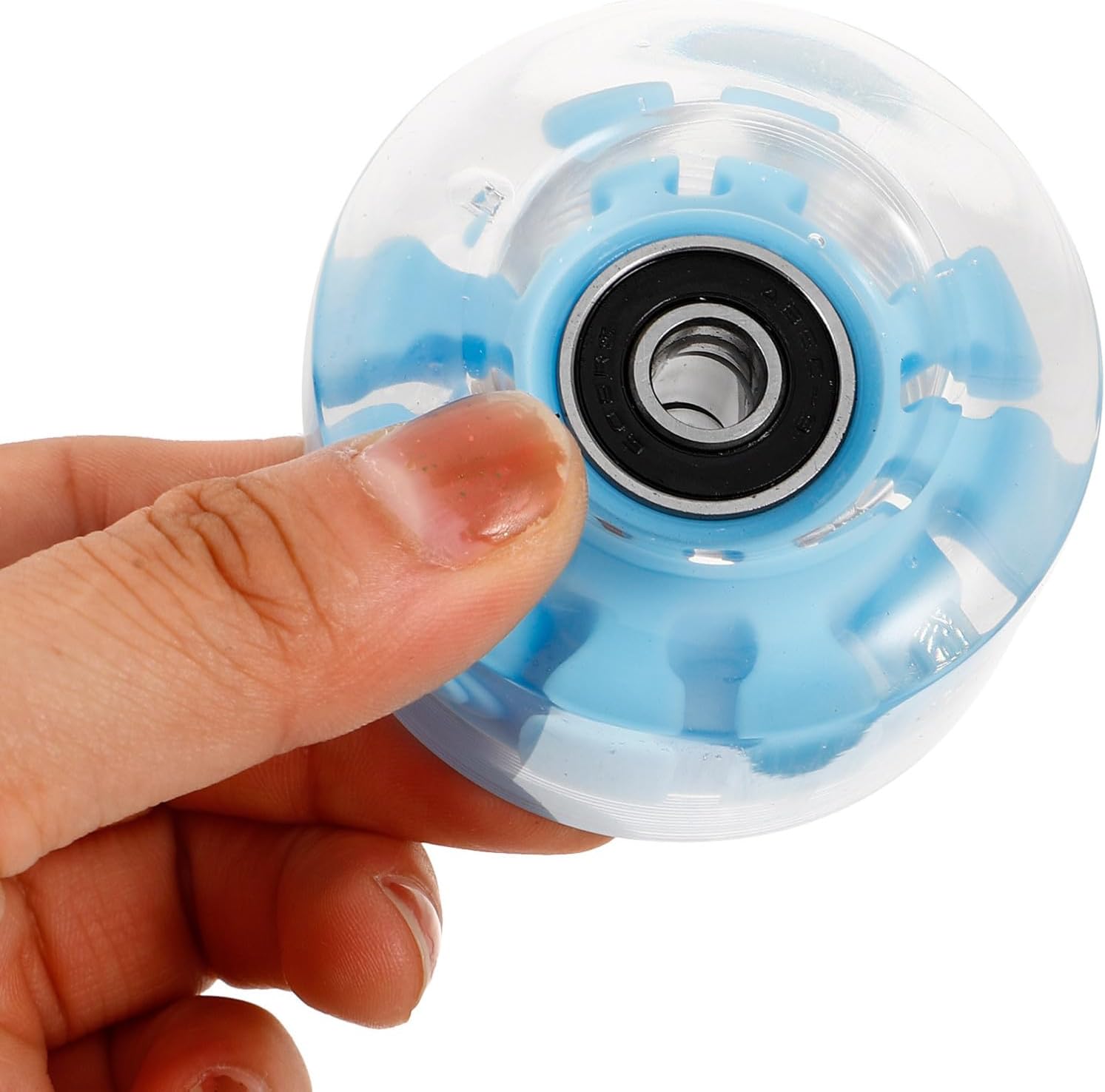 UKCOCO Blue Light up Roller Skate Wheels for Smooth Sliding 4pcs with Built-in Bearings and Wrench, Wear-resistant Rubber Flashing Wheels Replacement Skates Accessories for Indoor