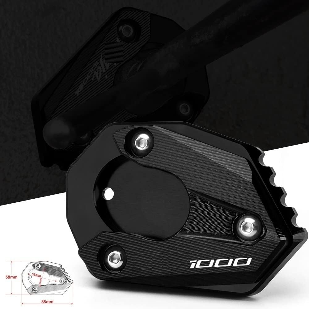 DEHIWI for Kawasaki Ninja 650 2017-2023 Motorcycle Foot Support Side Stand Cover Foot Stand Extension Pad CNC Support Plate Enlarger Pad Anti Slip (Color : Black)