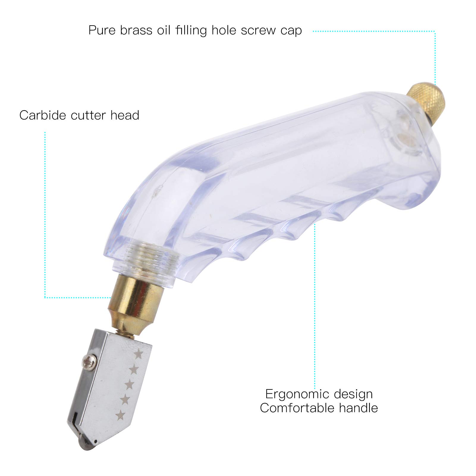 Hilitand Tungsten Steel Glass Cutter with Large, Ergonomic Handle, Easy to Use, Uses for Glass, Ceramic Tiles, Mirror Cutting