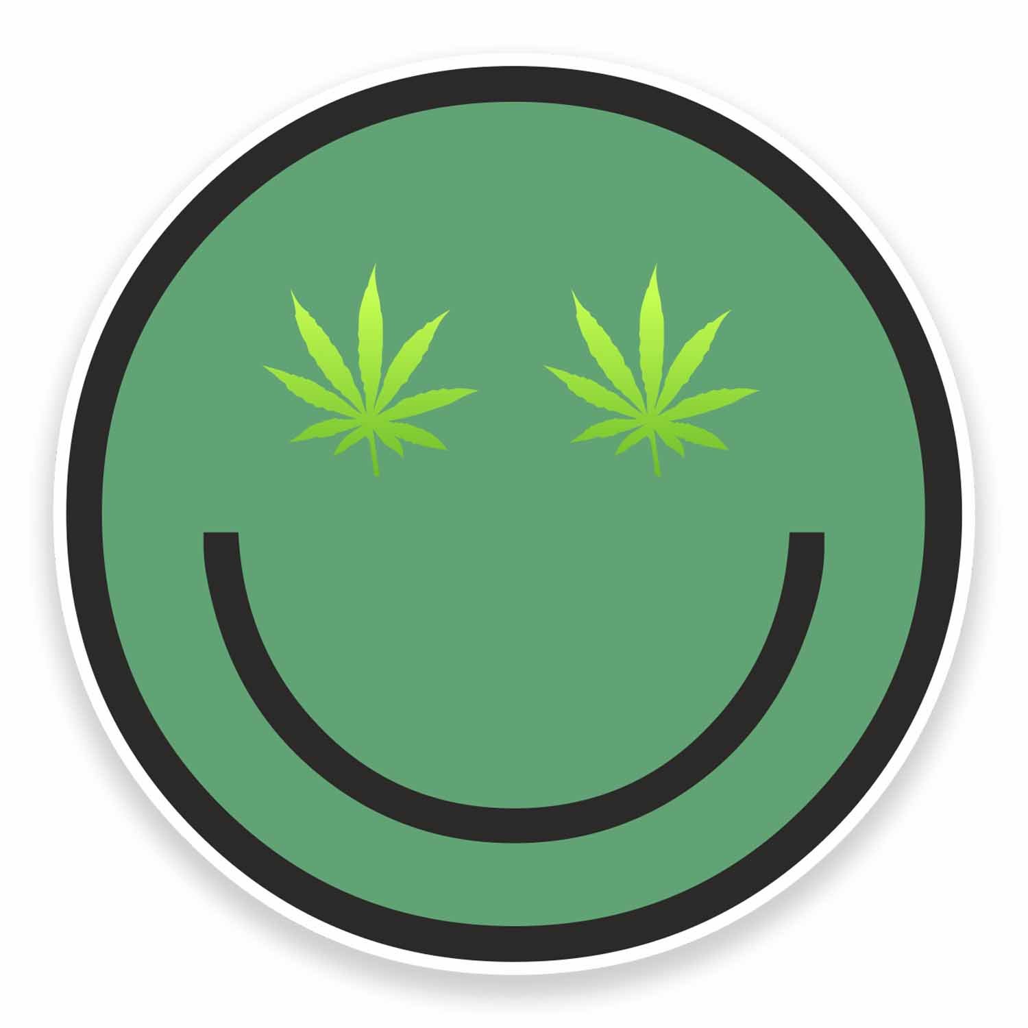 2 x 10cm Cannabis Vinyl Sticker Decal Smiley Face Medical Weed Marijuana #9600 (10cm Wide x 10cm High)